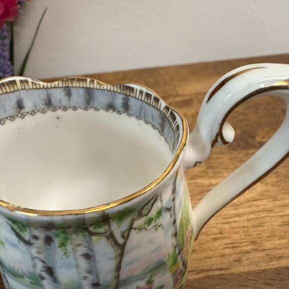 Royal Albert Silver Birch Creamer and Sugar Set – Bone China England Birch Tree - Picture 7 of 9